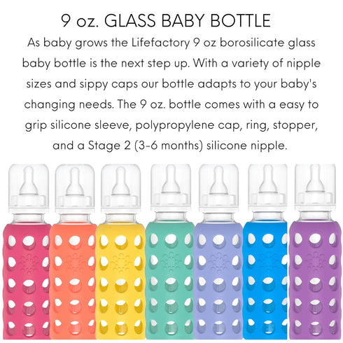 Lifefactory Baby Bundle Bottle Set, Raspberry/Purple, 9 oz, 2 pk