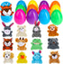 BILLMOSS Prefilled Easter Eggs with Mini Plush Toys, 12 Packs Easter Basket