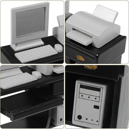 NUOBESTY Miniature Computer Simulation Office Furniture - Dollhouse Accessories Mini Desktop Chair Keyboard Model for