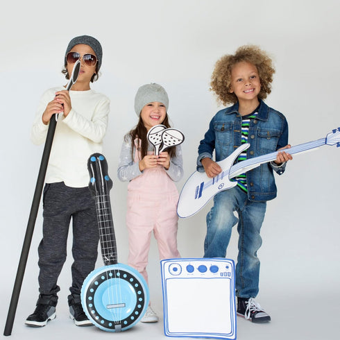 ibasenice 3pcs Inflatable Rock Star Balloons, 80s 90s Party Decoration, Inflatable Musical Instrument Party Props