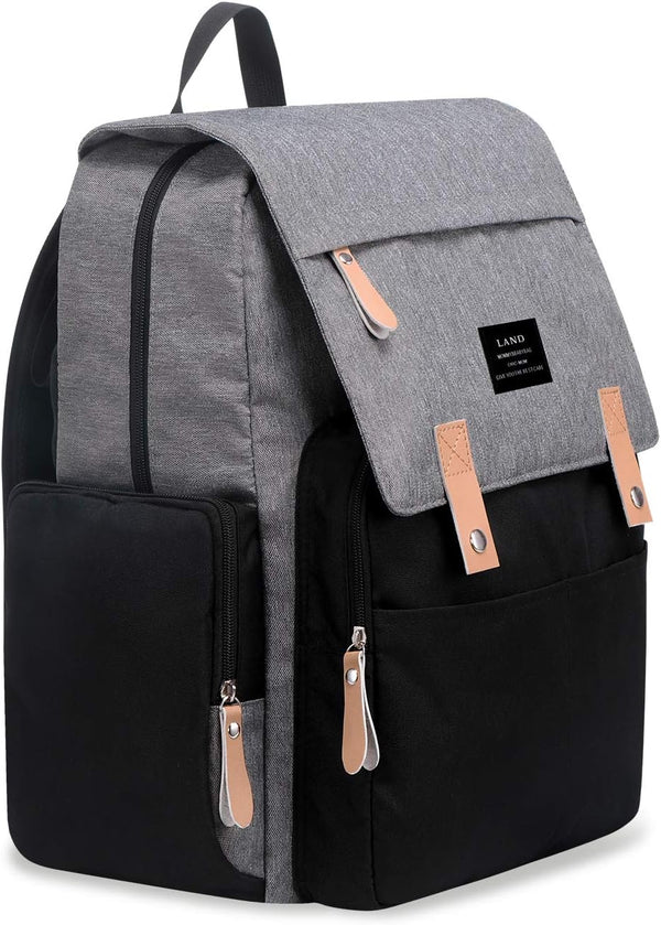 Land Diaper Bag Backpack Large Capacity for Baby Care Wide Open Design and