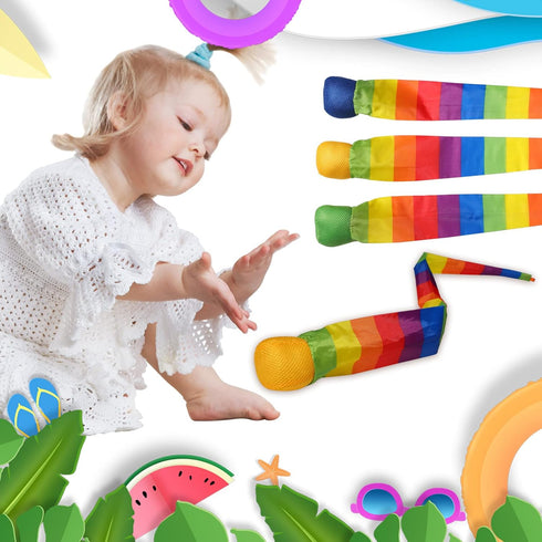 Catch Tail Foam Balls - Soft Rainbow Play Ball Educational Sports Playground Balls for Kids Kindergarten Sensory