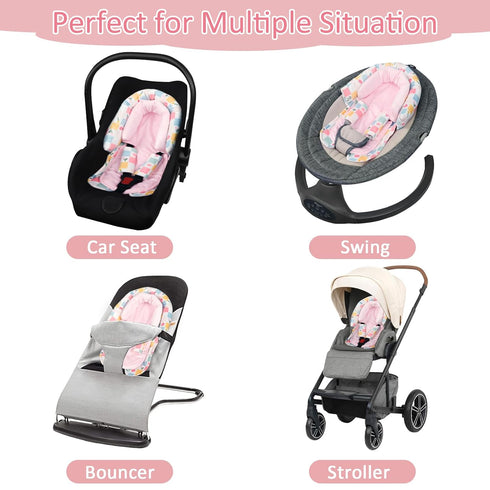 2 1 SWESEN Baby Car Seat Head Support, Super Soft in Infant Car Seat Insert, Reversible Newborn Car Seat Insert Cushion