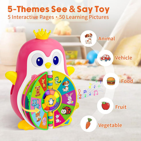 1,2 1-3 5-Theme 1-2 12-18 Vahome Musical Penguin Educational Toys for Year Old Girl Gifts, Learning Toy for Toddlers Yr