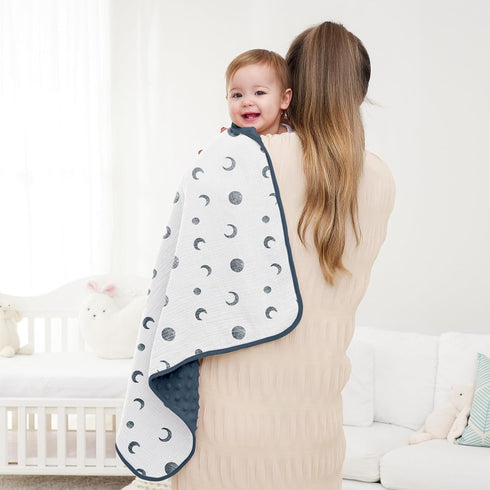 2 Pack 30x40in, Susurration Baby Blanket for Unisex Boys Girls, Soft Fluffy Crib Blankets with Muslin Cotton Front