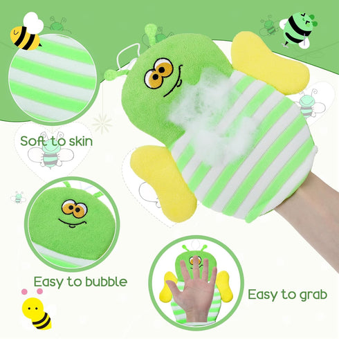 Sibba 6 Pcs Baby Bath Mitt Washcloths Gloves, Gentle Cute Exfoliating Wash Mitt Animal Pattern, Baby Mittens Bath Towel
