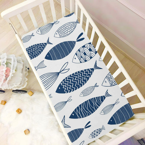 Set, Fitted Crib Sheets for Boys Girls, Soft Breathable Comfortable Ornamental Fish Pattern Baby Sheet Crib Sheets Fits