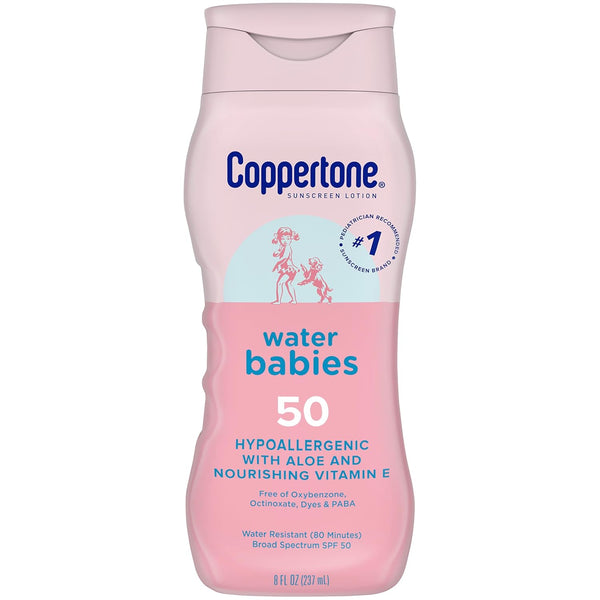 Coppertone WaterBabies Baby Sunscreen Lotion SPF 50, Hypoallergenic Sunscreen for Babies, Water