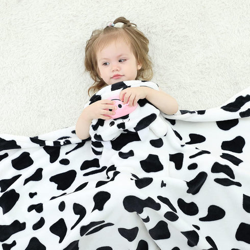 MICHLEY Baby Hooded Swaddling Blanket, Animal Face Toddler Throw Blanket for Boys Girls 0-3 Years (Cow)