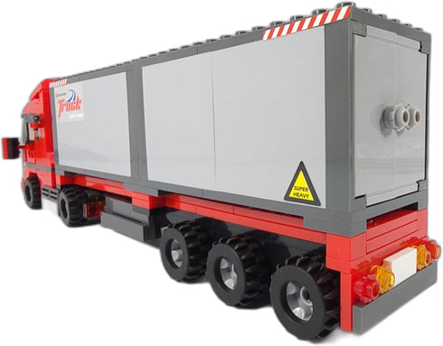 General Jim's Mighty Red Hauler - Double Van Container Semi-Truck Building Blocks Set, 345 Pieces