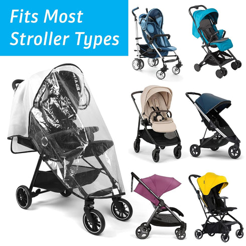 Clear Stroller Rain Cover, Universal Stroller Cover Breathable, Foldable Travel Weather Shield, Waterproof Windproof