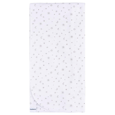 Gerber Unisex Baby 100% Cotton Flannel Receiving Blankets 30x30 Inches, Pack of 4, Celestial