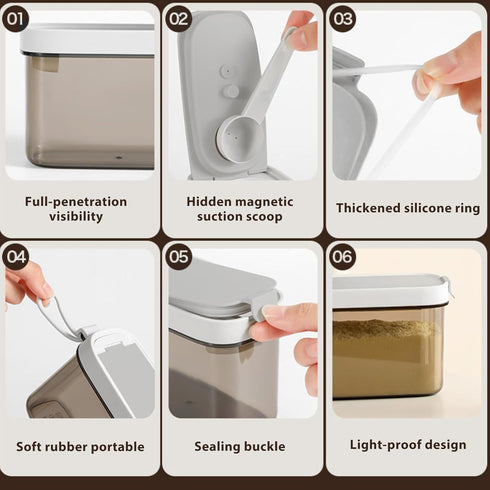 Travel Formula Container On The Go Airtight Lightproof Formula Dispenser with Magnetic Scoop, BPA-Free Food Storage Jar