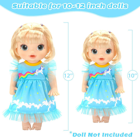 9 Sets 10-12 Inch Dolls,12 Inch Set,Best UNICORN ELEMENT Alive Baby Doll Clothes for Girl Baby Doll Clothing Dress