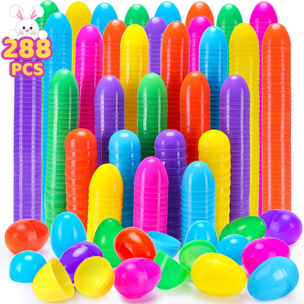 YEAHBEER 288 Easter Eggs -2.36" Bright Colors Plastic Easter Eggs Empty for