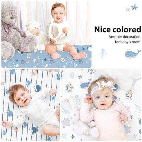 3 Pack 52x28 Baby Crib Sheets for Boys and Girls, Toddler Bed Sheets for Standard Toddler Mattresses, Soft Microfiber