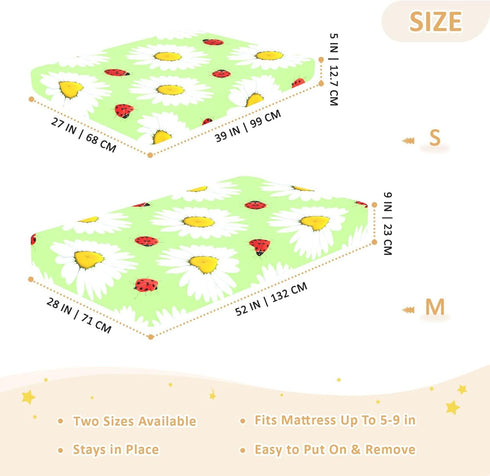 Red Ladybugs Cotton Fitted Crib Sheets for Girls and Boys, Soft Breathable Crib Sheet Suitable for Standard Crib