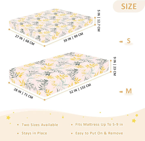 miaozhen 1 Pack 52x28 Cotton Baby Crib Sheets Soft Naughty Jungle Willow Soft Pink Toddler Bed Cover for Nursery Decor