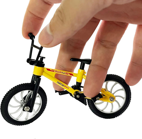Compact Alloy Mountain Bike Finger Toy - Yellow with Movable Parts