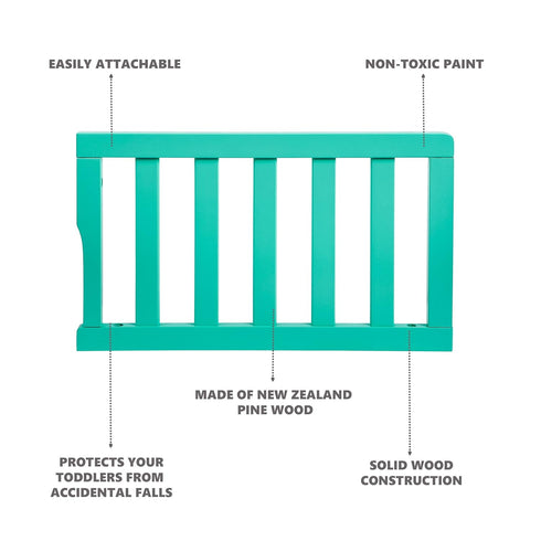 Convertible Crib Toddler Guard Rail - Emerald, Solid Wood Construction