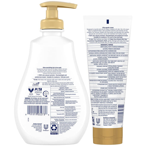 Dove Baby Body Wash & Lotion for Melanin-Rich Skin Care Hypoallergenic, Suitable for Newborns