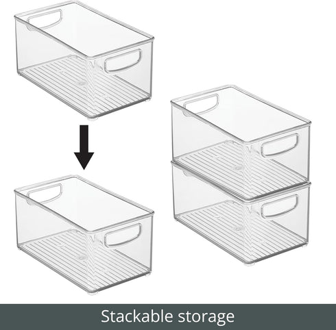 Closet, 2 Pack mDesign Plastic Baby Nursery and Food Organizer - Storage Holder Bin with Handles for Cupboard, Cabinet