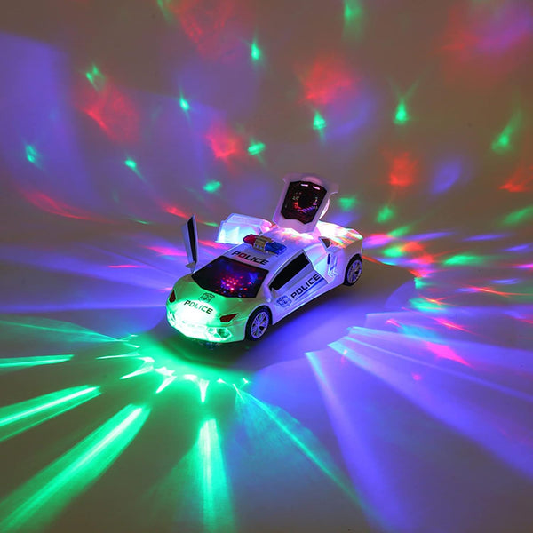Police Car Spinning Toy for Boys 3-5 - Music Lights and Siren with Automatic Door Opening for Kids