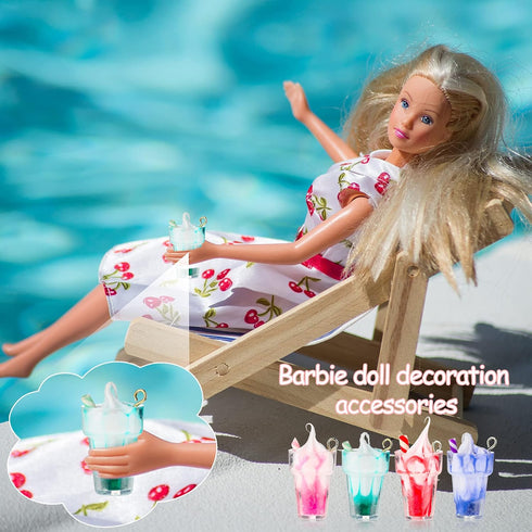 6 Pieces 1:12 Dollhouse Mini Laptop & 4 Pieces Mini Bottle Ice Cream – Simulation Notebook Lovely Folding Laptop Model