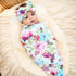 Galabloomer Receiving Blanket and Headband Set, Flower Print Baby Swaddle Blankets