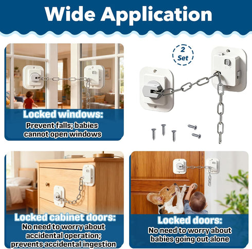 Hyparade 3M Child Proof Door Locks, No-Drill Adjustable Baby Safety Locks with Strong Adhesive, Ideal