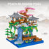 LQPFBSM Sets 2500 Cherry Blossom Treehouse Micro Mini Building Block Japanese Bonsai Tree Peach Blossom Pool
