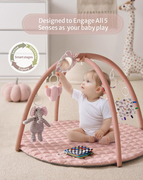 Tummy 6 Blissful Diary Baby Play Gym Mat, Time Activity Mat with Detachable Toys for Skill Development, Baby Essentials