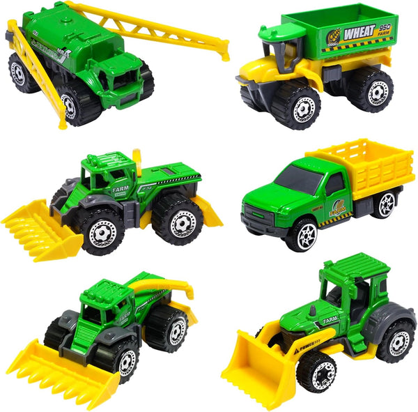 Oriate 6pcs Kid Diecasting Farm Car Toys Set, Harvester, Transporter, Truck, Sprayer