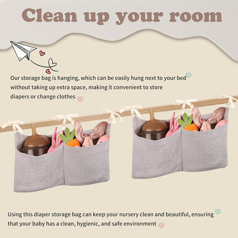 zonBroth Dormitory Bed-Bunk Organizing Bag Nappy-bags Organizer Bedside Hanging Bags Milk Bottle Bib-Storage Bag Crib