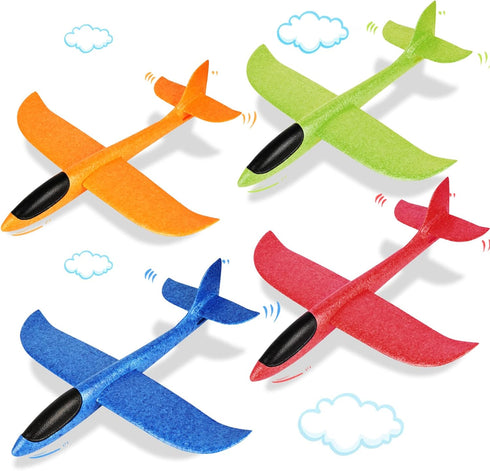 VCOSTORE 4 Pack Foam Airplanes, Foam Glider Plane 17.5" - Large Throwing Glider Airplane Toy for 3-12 Years Old