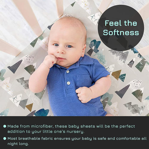 Soft & Breathable Baby Crib Sheet: TANOFAR Mountains Toddler Bed Sheets