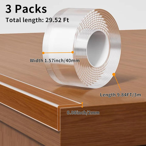 KAIYUER 3Pack Baby,1.57in 9.84ft,Clear Baby Proofing Edge Protector for x Edge Protector Strip Sharp Edge Wrap Cover