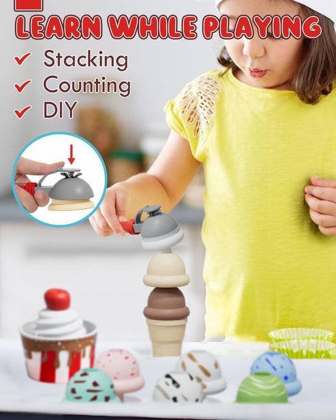 3-5, 3+ Set 2-4, Counter 3 4 5 6 Lehoo Castle Ice Cream Toys for Toddlers Toys for Year Old Girls, Ice Cream Play