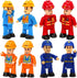 FUNERICA 8-Set Bendable Play People Figures for Kids - Firefighters, Police Officers,