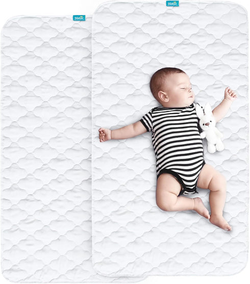 Waterproof Crib Mattress Protector Pad 2 Pack 28" x 52",Non-Slip & Absorbent