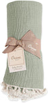 6-Layer 30" 40" Crane Baby Green Muslin Baby Blanket, Cotton Baby Swaddle, Soft Cotton Lightweight Nursery and Stroller