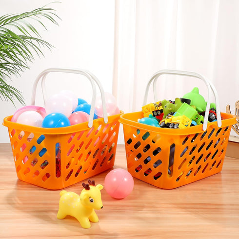 2pcs TOYANDONA Shopping Basket Toys, Kids Grocery Basket with Handle for Kids Pretend Play Grocery Basket Toys