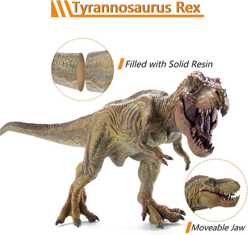 2Pcs Dinosaur Set, 15.7" Tyrannosaurus Rex and 12.2" Realistic T-rex, Educational Action Figures