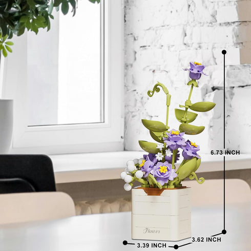 Artificial Flower Bouquet Building Set for Adults, Mini Plant Bonsai Tree Friend Set for Girls, Botanical Collection