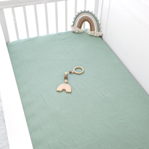 DILIMI Green Checkered Muslin Crib Sheets & Cotton Baby Lounger Cover - Only Cover