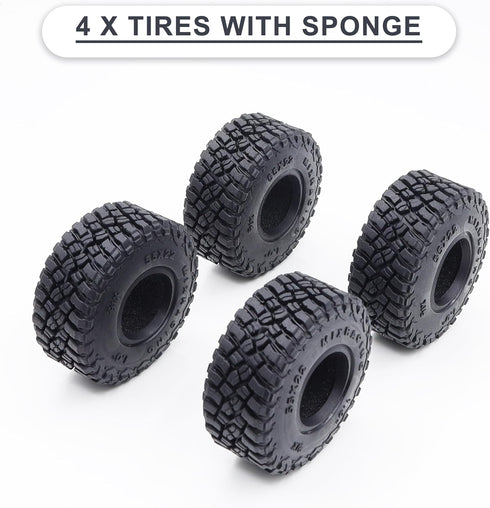 1.0 Tires Adhesive Crawler Rubber Tires - 55mm X 22mm with Foam Inserts for 1/18 TRX4M and 1/24 SCX24 Upgrades
