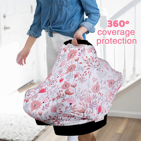 All-in-1 Rquite Car Seat Cover Baby, Carseat Covers for Girl Boy, Stretchy Soft Infant Car Seat Cover, Multi-use Baby