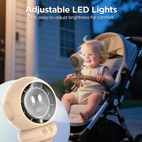 6000mAh 4 360 Hotsales Stroller Fan, Stroller Fans Clip On for Baby with Speeds, LED Display & Night Light, Rotate