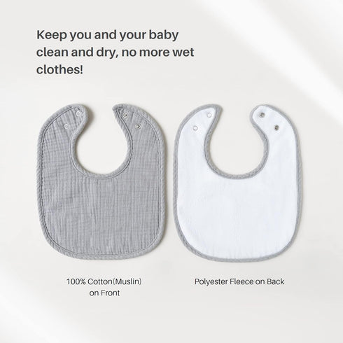 Konssy 6 Pack Muslin Baby Bibs - 100% Cotton Absorbent Bandana Bibs for Boys Girls Drooling and Teething