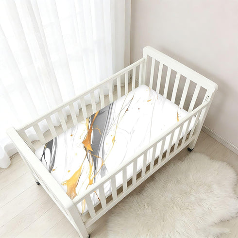 Bseiialft 52 28 White Gray Gold Marble Crib Sheets for Boys Girls Soft and Breathable Cotton Baby Sheets for Standard
